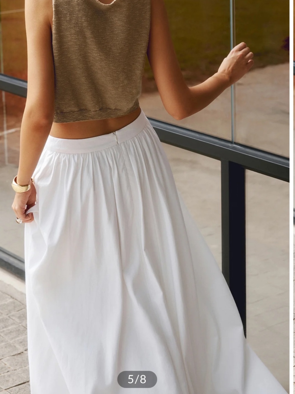Commense white maxi pleated cotton skirt NWT - Picture 5 of 8